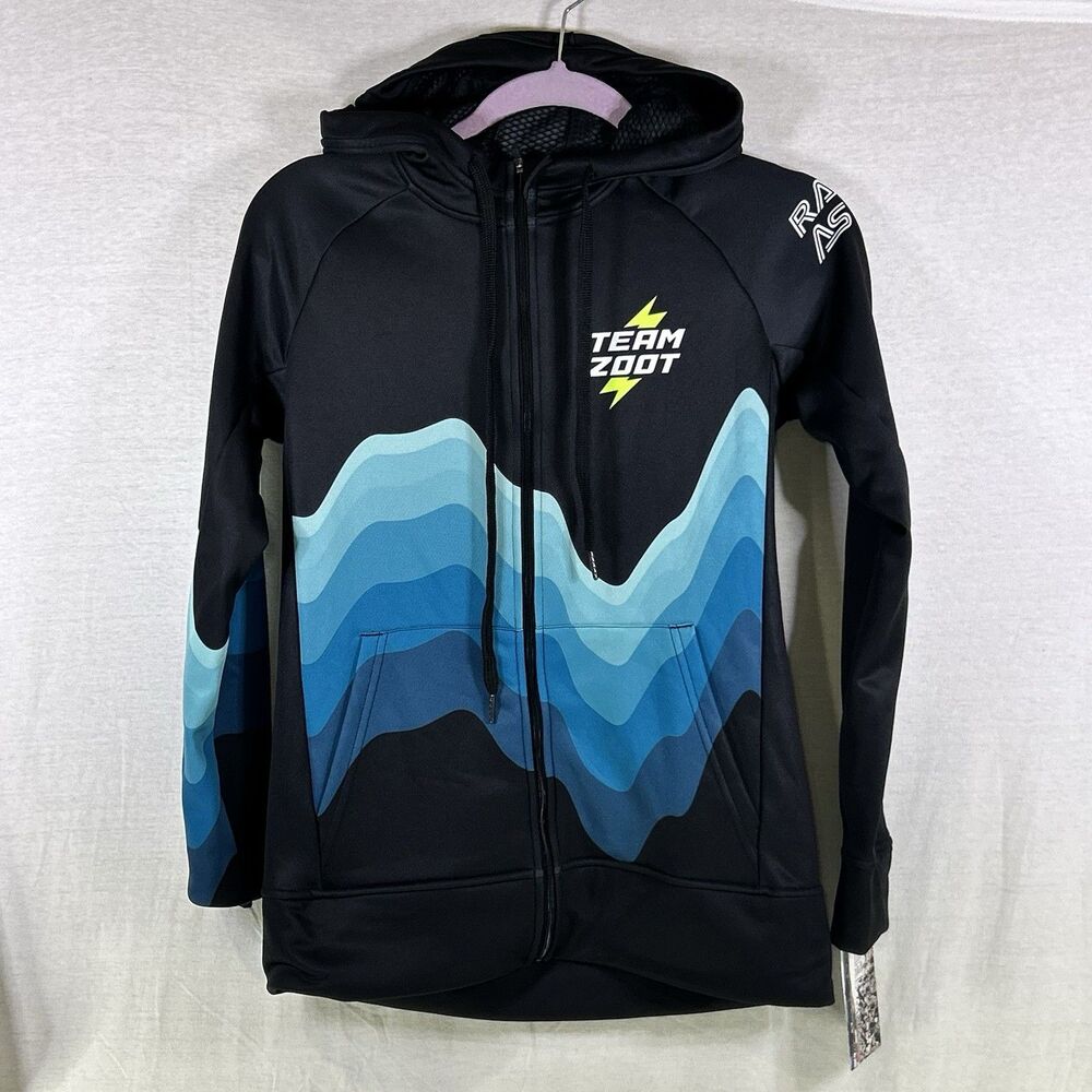 Team Zoot Women’s Ltd Run Thermo hoodie 2025 Small Full Zip Black Blue NWT